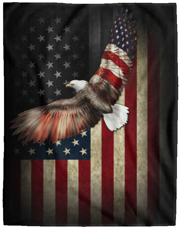 American Flag w/Eagle Spanned Wings Blanket