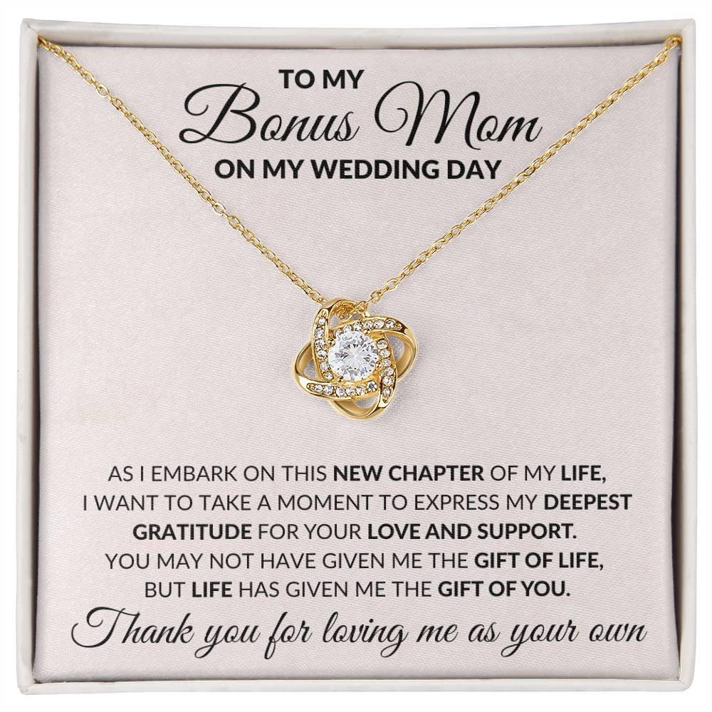 To My Bonus Mom on Wedding Day Love Knot Necklace