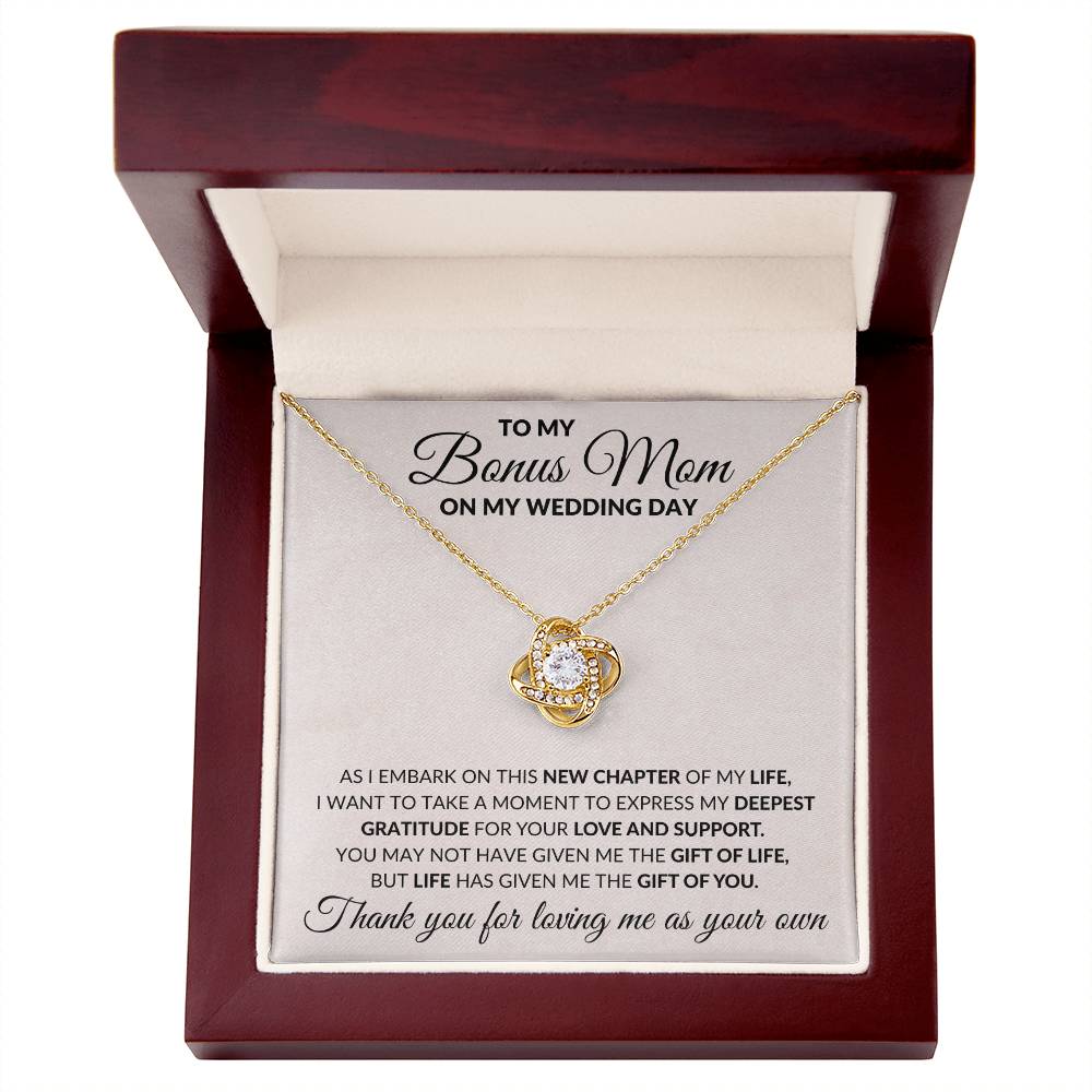 To My Bonus Mom on Wedding Day Love Knot Necklace