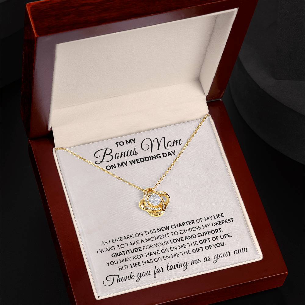 To My Bonus Mom on Wedding Day Love Knot Necklace