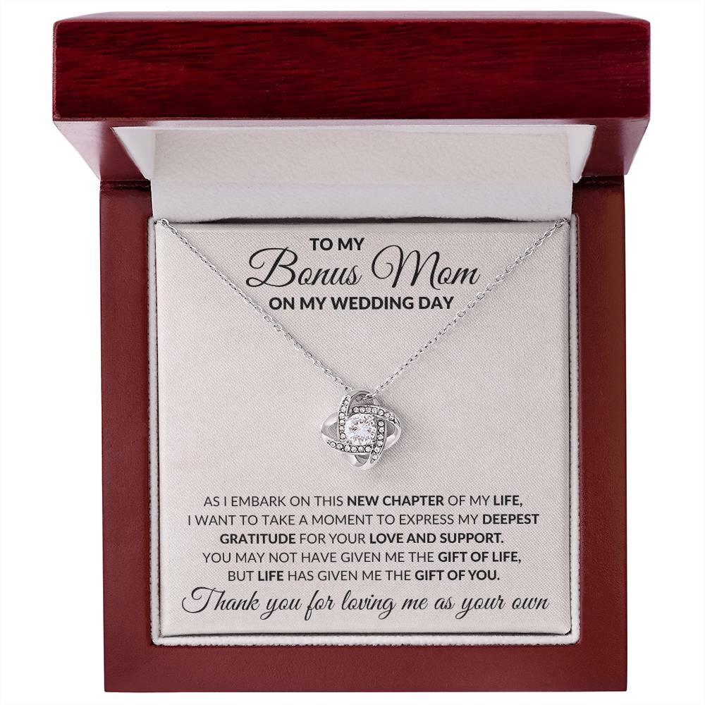 To My Bonus Mom on Wedding Day Love Knot Necklace