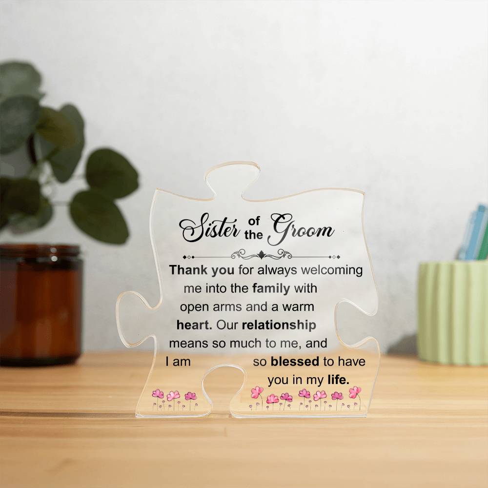 Sister of the Groom | Wedding Day Puzzle Acrylic Plaque
