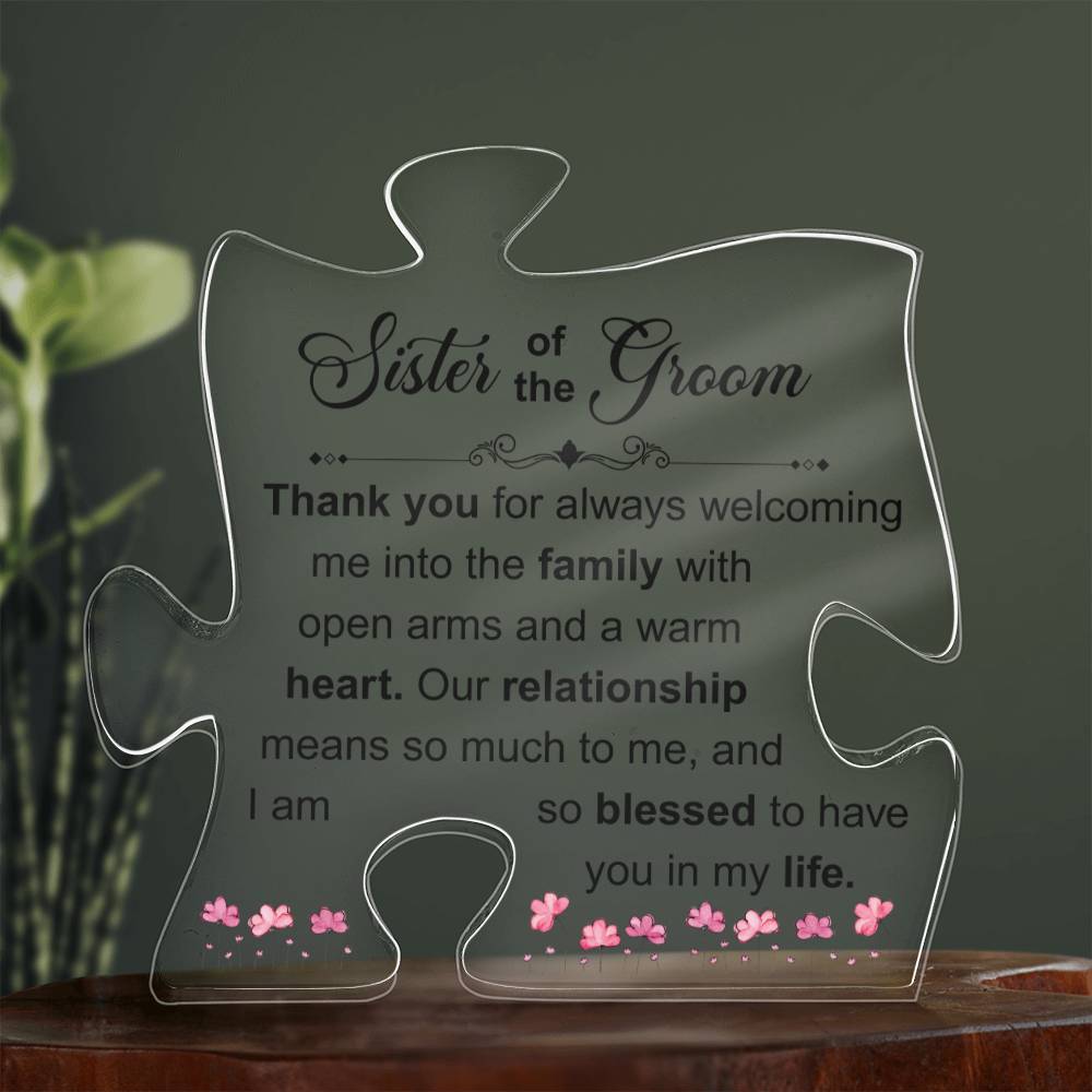 Sister of the Groom | Wedding Day Puzzle Acrylic Plaque