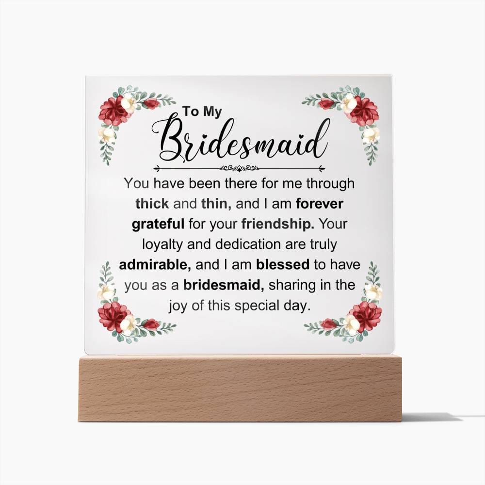 Bridesmaid Square Acrylic Plaque