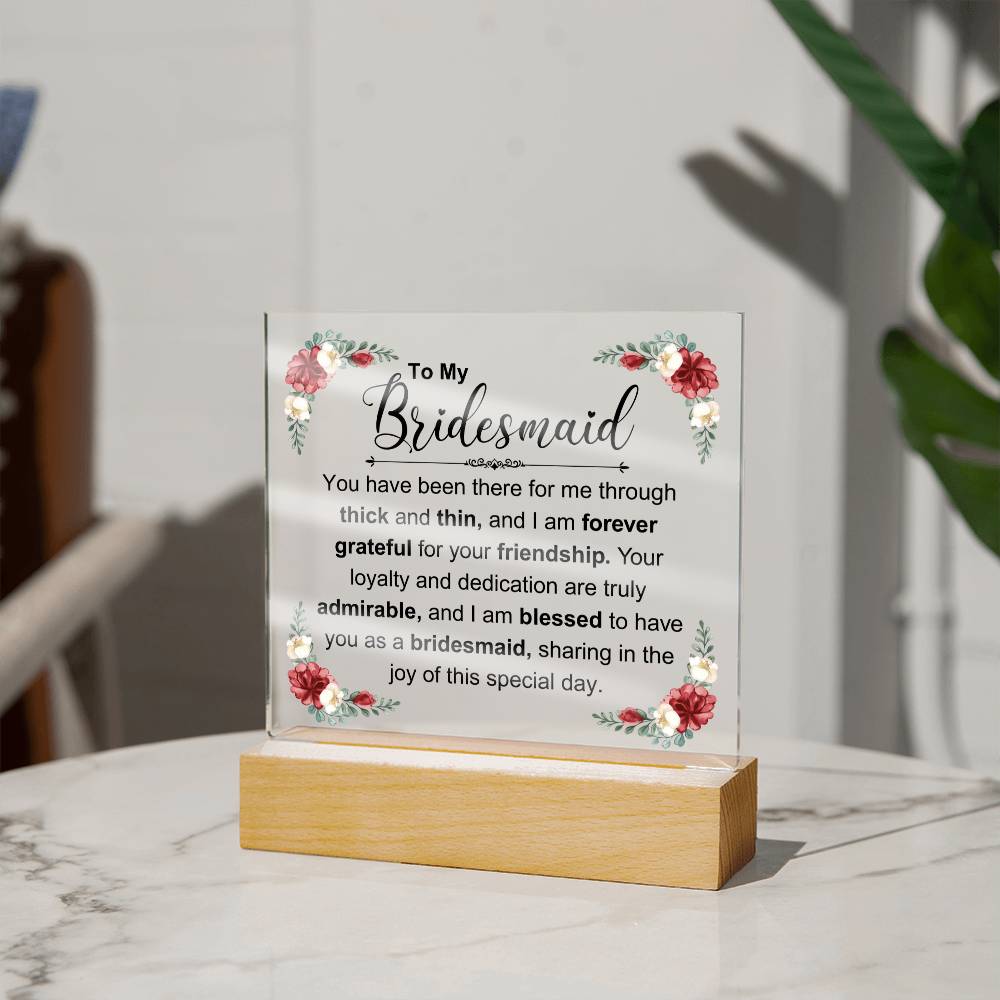 Bridesmaid Square Acrylic Plaque