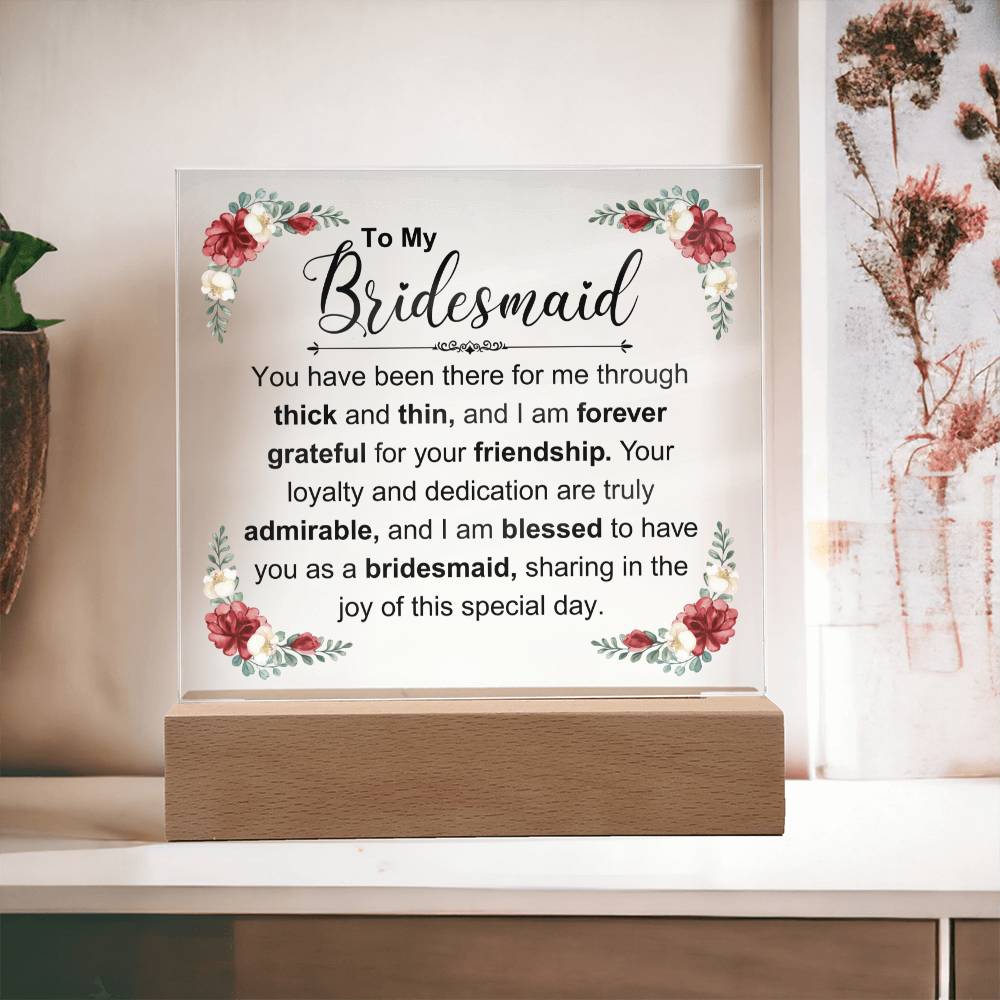 Bridesmaid Square Acrylic Plaque