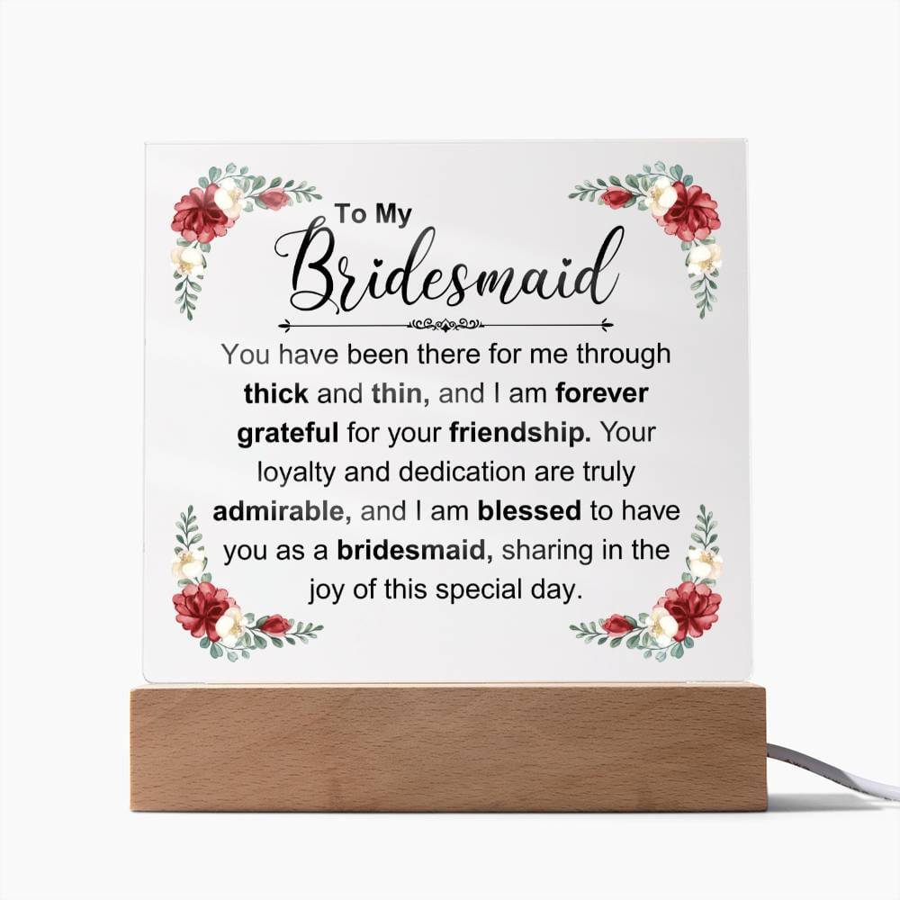 Bridesmaid Square Acrylic Plaque