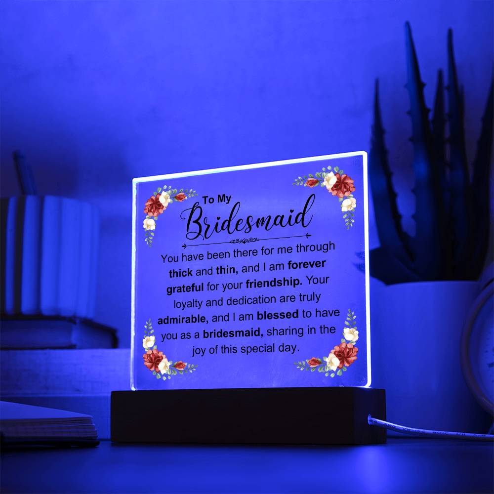 Bridesmaid Square Acrylic Plaque