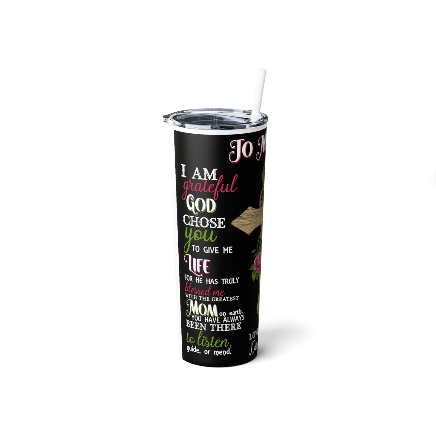 Skinny Steel Tumbler with Straw, 20oz