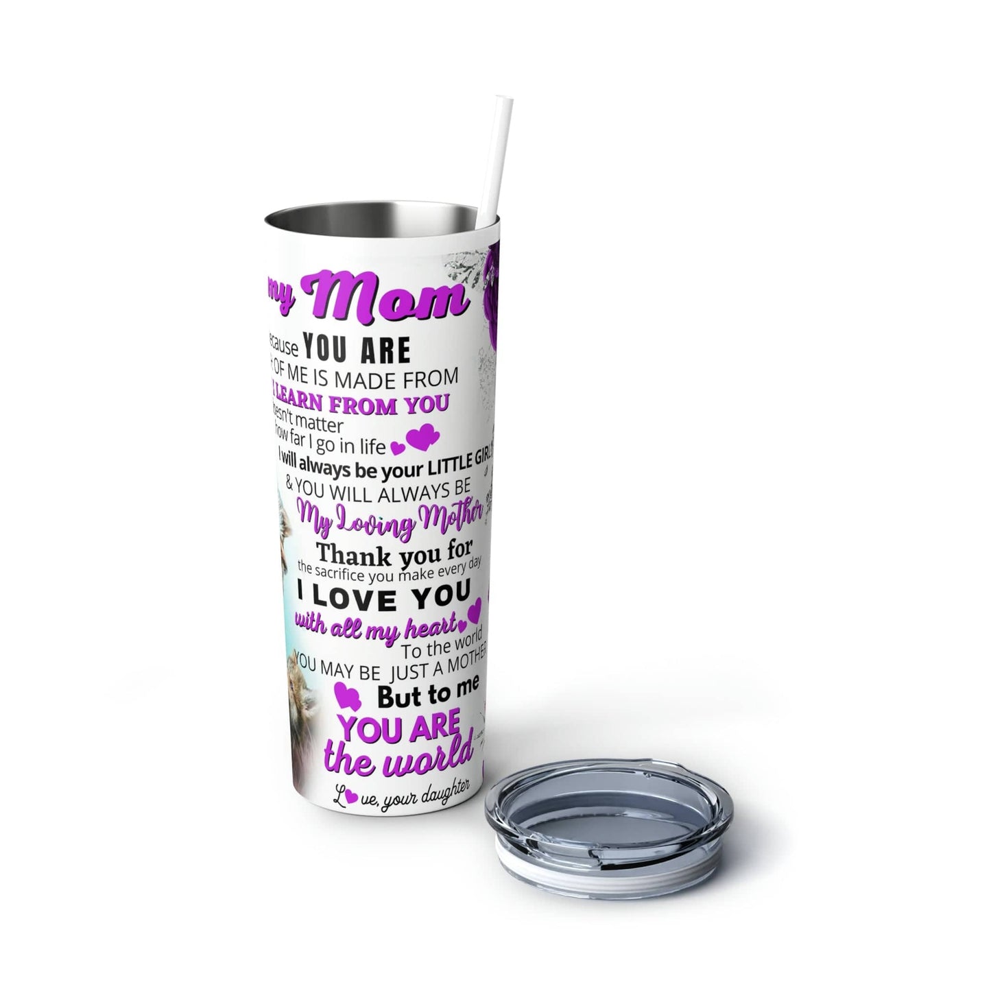 Skinny Steel Tumbler with Straw, 20oz