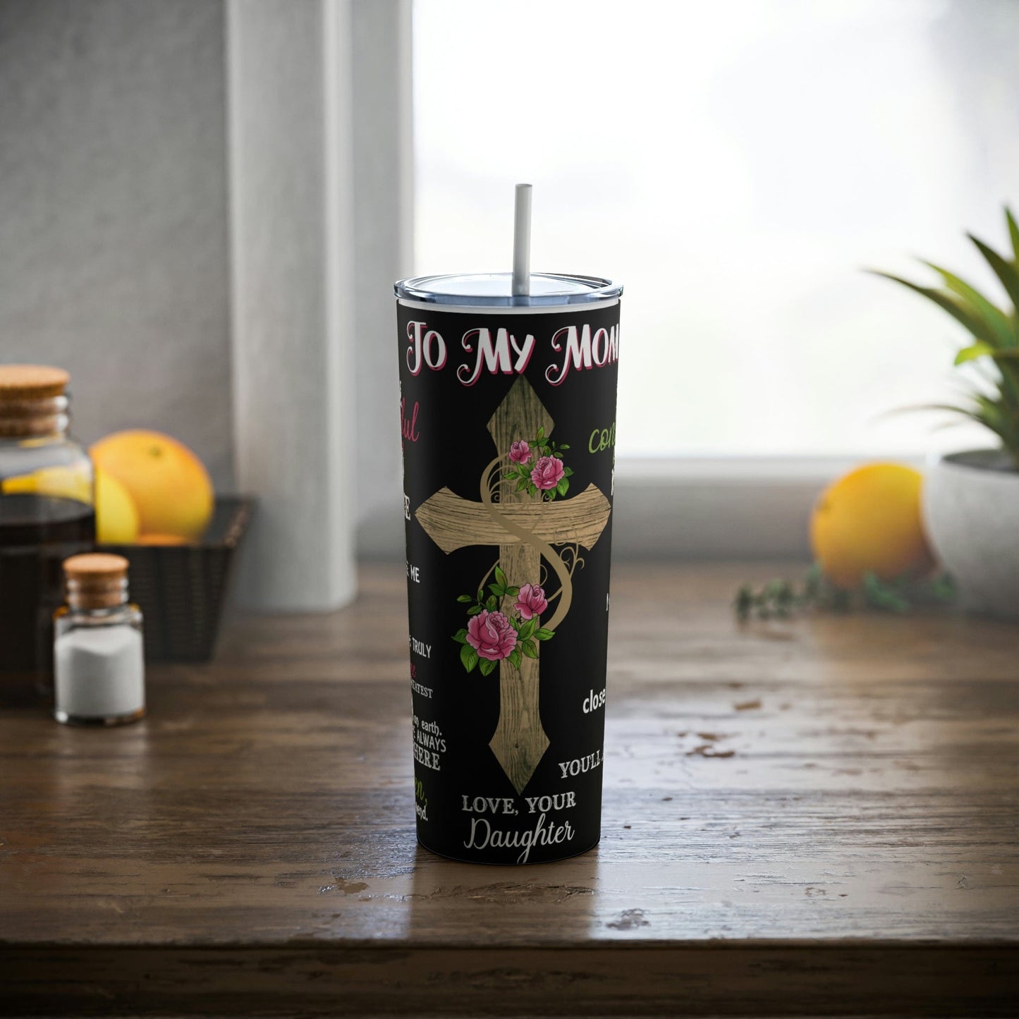 Skinny Steel Tumbler with Straw, 20oz