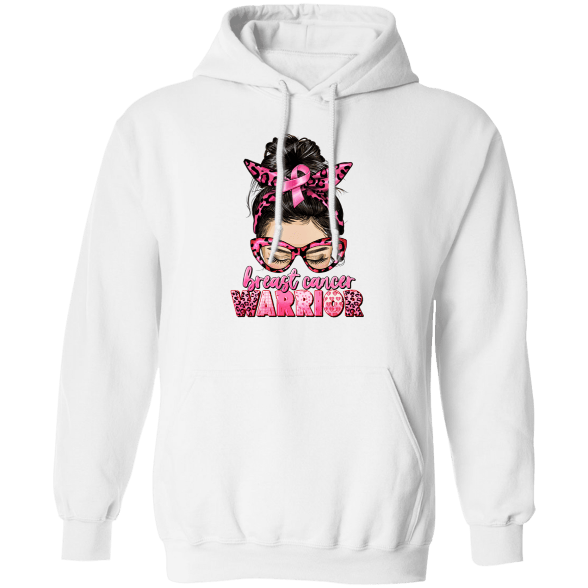 Breast Cancer Warrior- Messy Bun Hoodie