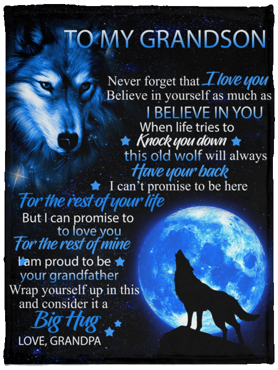 To My Grandson from Grandpa Cozy Fleece Blanket 30x40
