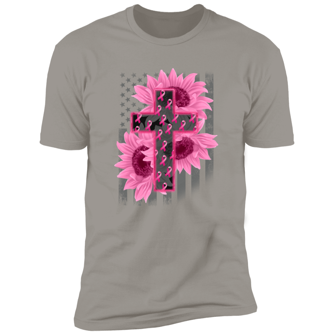 Breast Cancer Awareness Flower Cross T Shirt