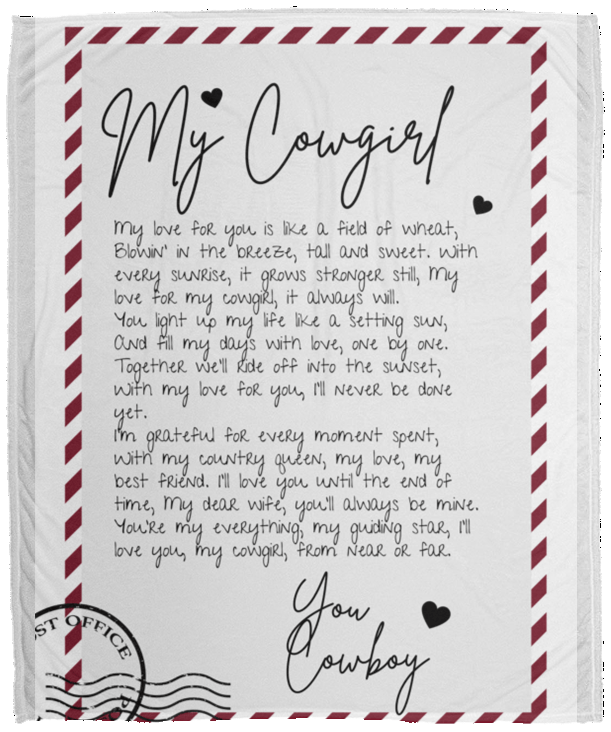 To My Cowgirl - Valentine's Day Love Letter Cozy Fleece Blanket 50x60