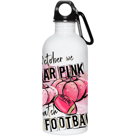 October We Wear Pink/Football Stainless Steel Water Bottle
