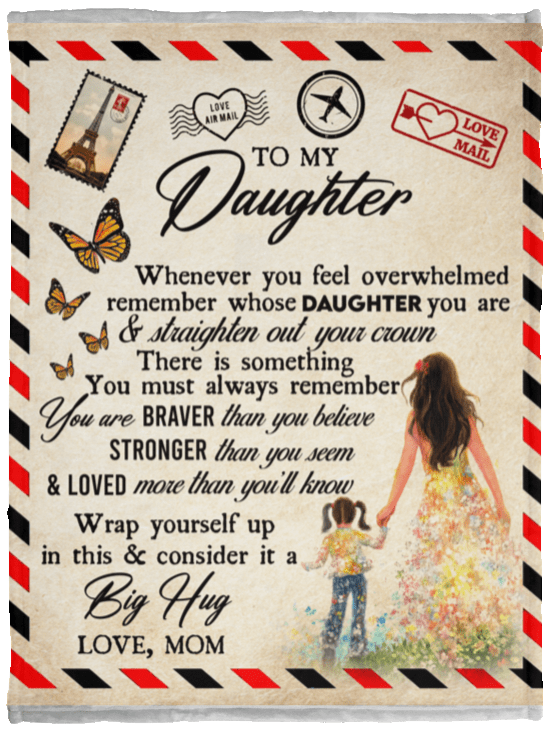 To My Daughter Love Mom - Airmail Fleece Blanket 30x40