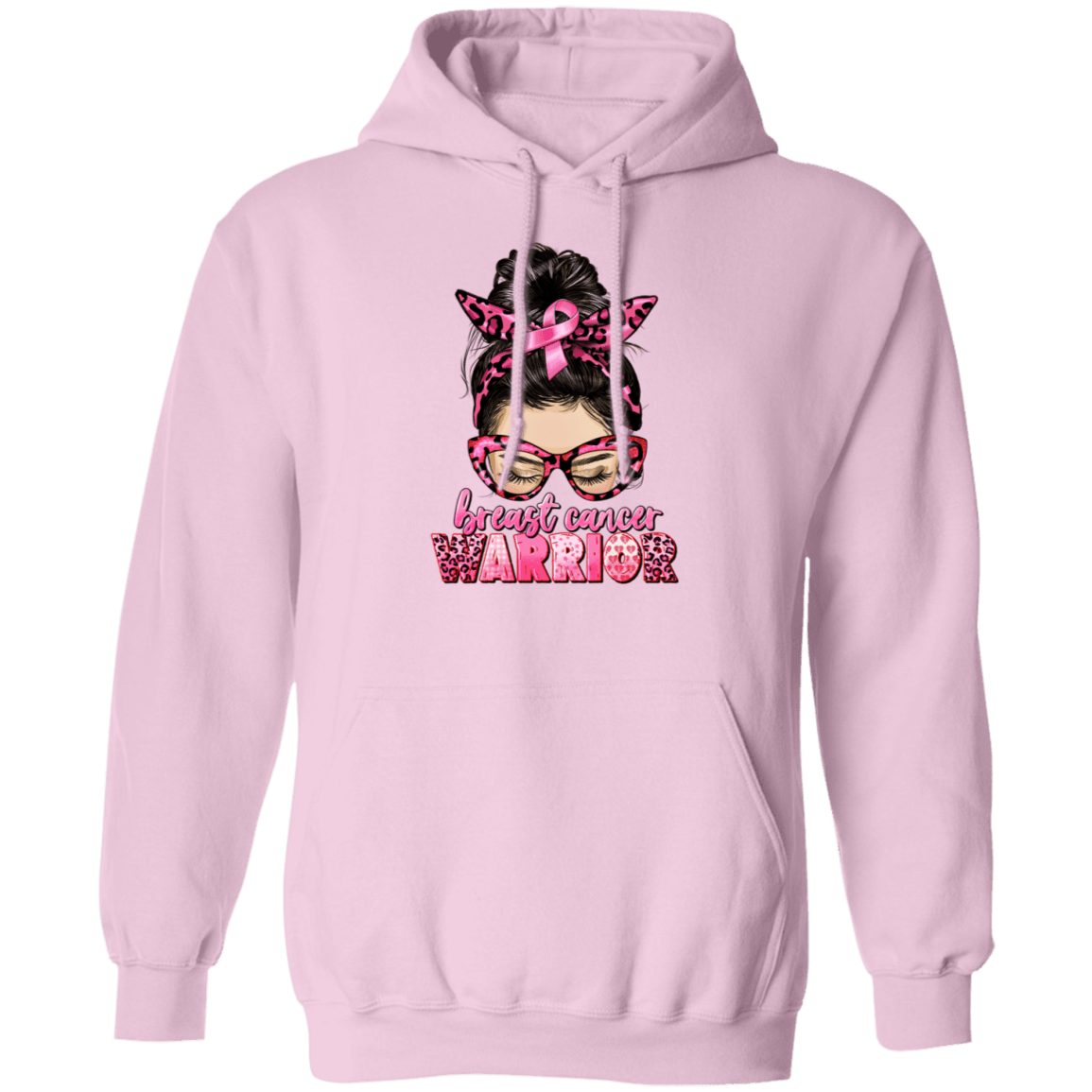 Breast Cancer Warrior- Messy Bun Hoodie