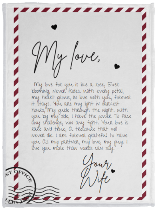 To My Wife My Love Cozy Fleece 30x40 Blanket