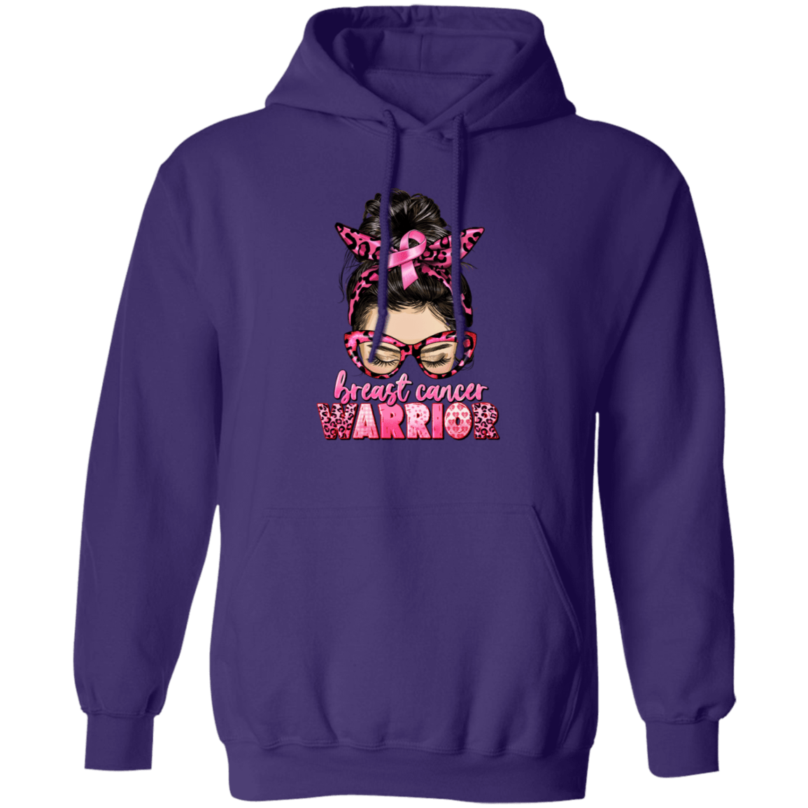 Breast Cancer Warrior- Messy Bun Hoodie