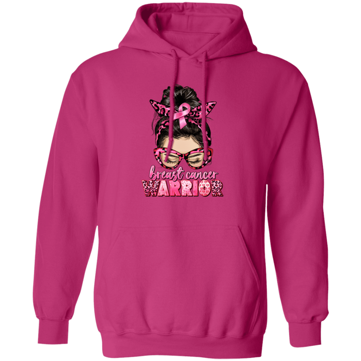 Breast Cancer Warrior- Messy Bun Hoodie