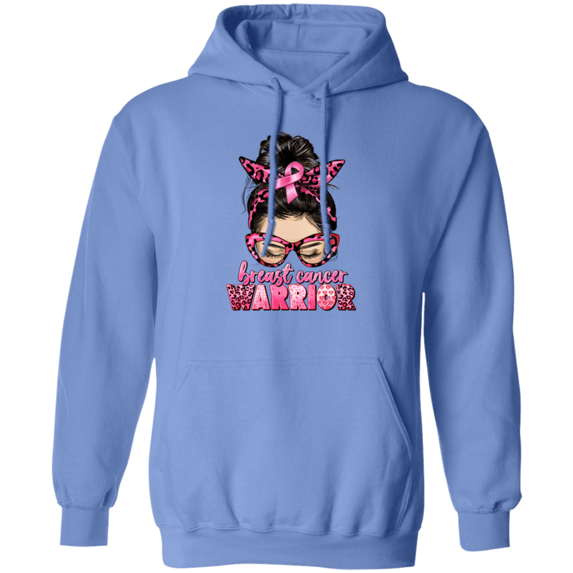 Breast Cancer Warrior- Messy Bun Hoodie