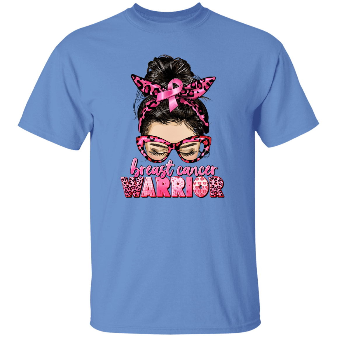 Breast Cancer Warrior- Messy Bun T Shirt