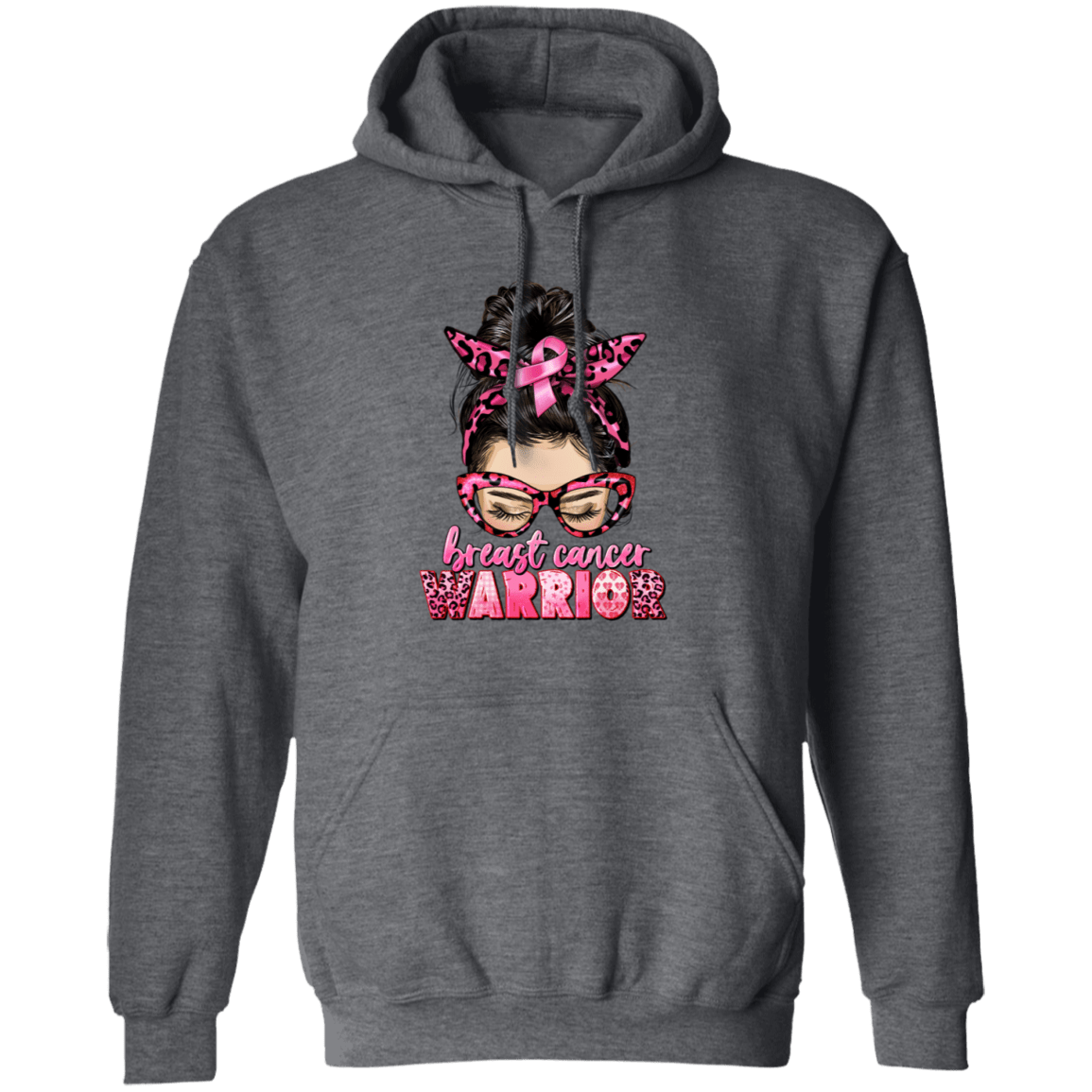 Breast Cancer Warrior- Messy Bun Hoodie