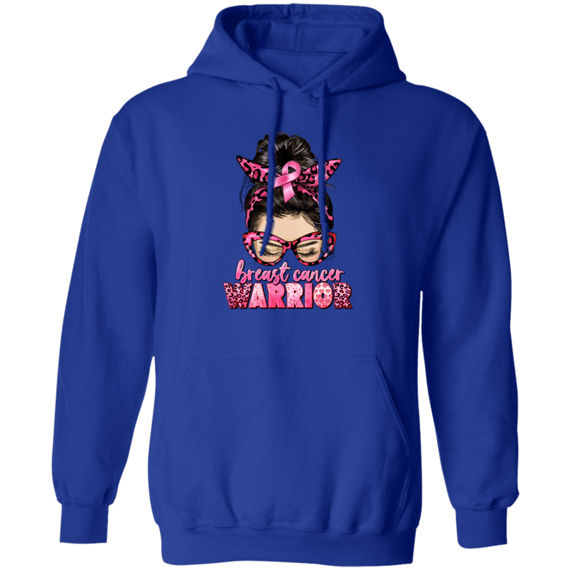 Breast Cancer Warrior- Messy Bun Hoodie