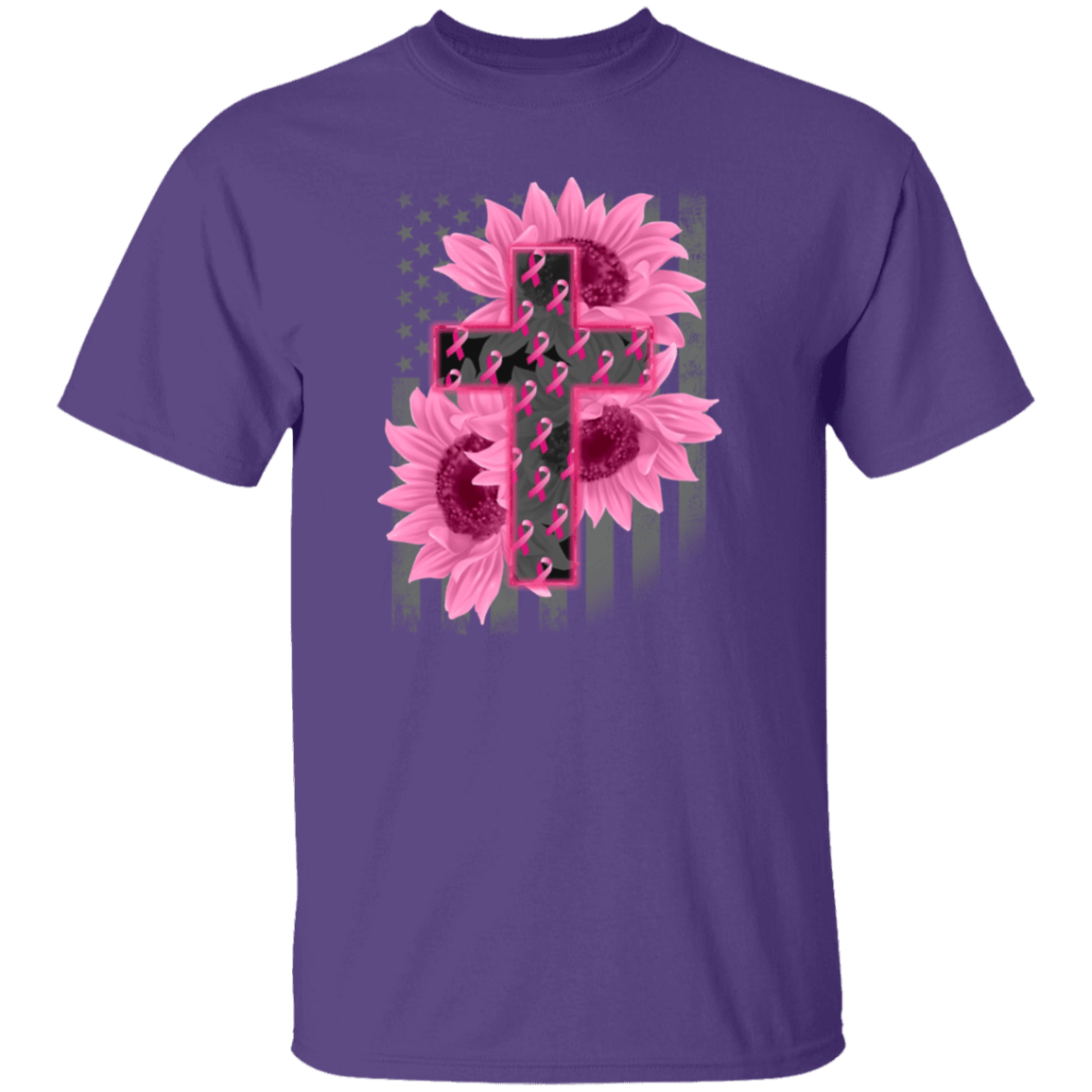 Breast Cancer Awareness Flower Cross T Shirt