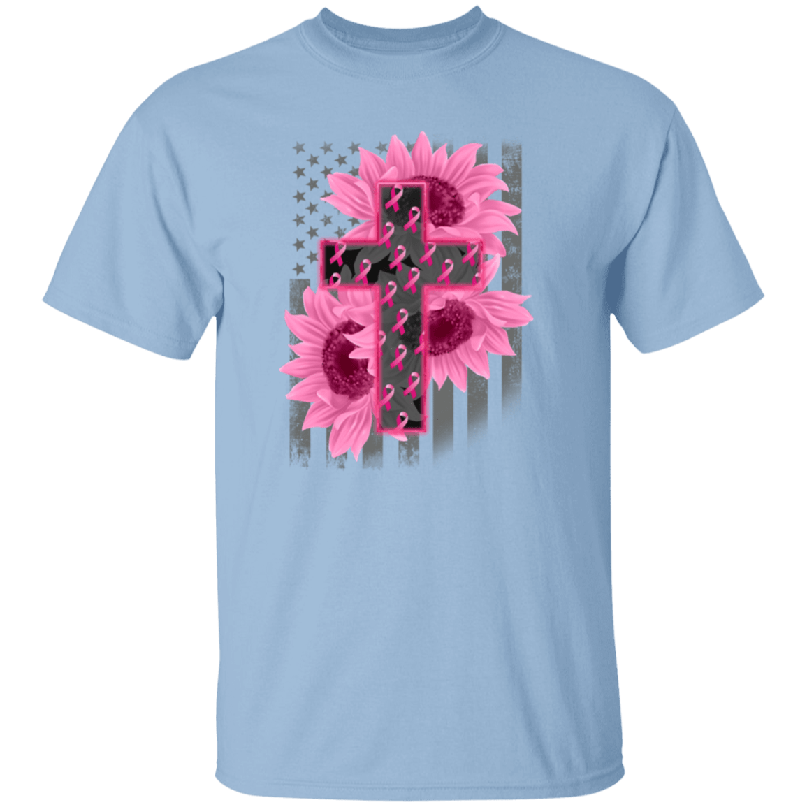 Breast Cancer Awareness Flower Cross T Shirt