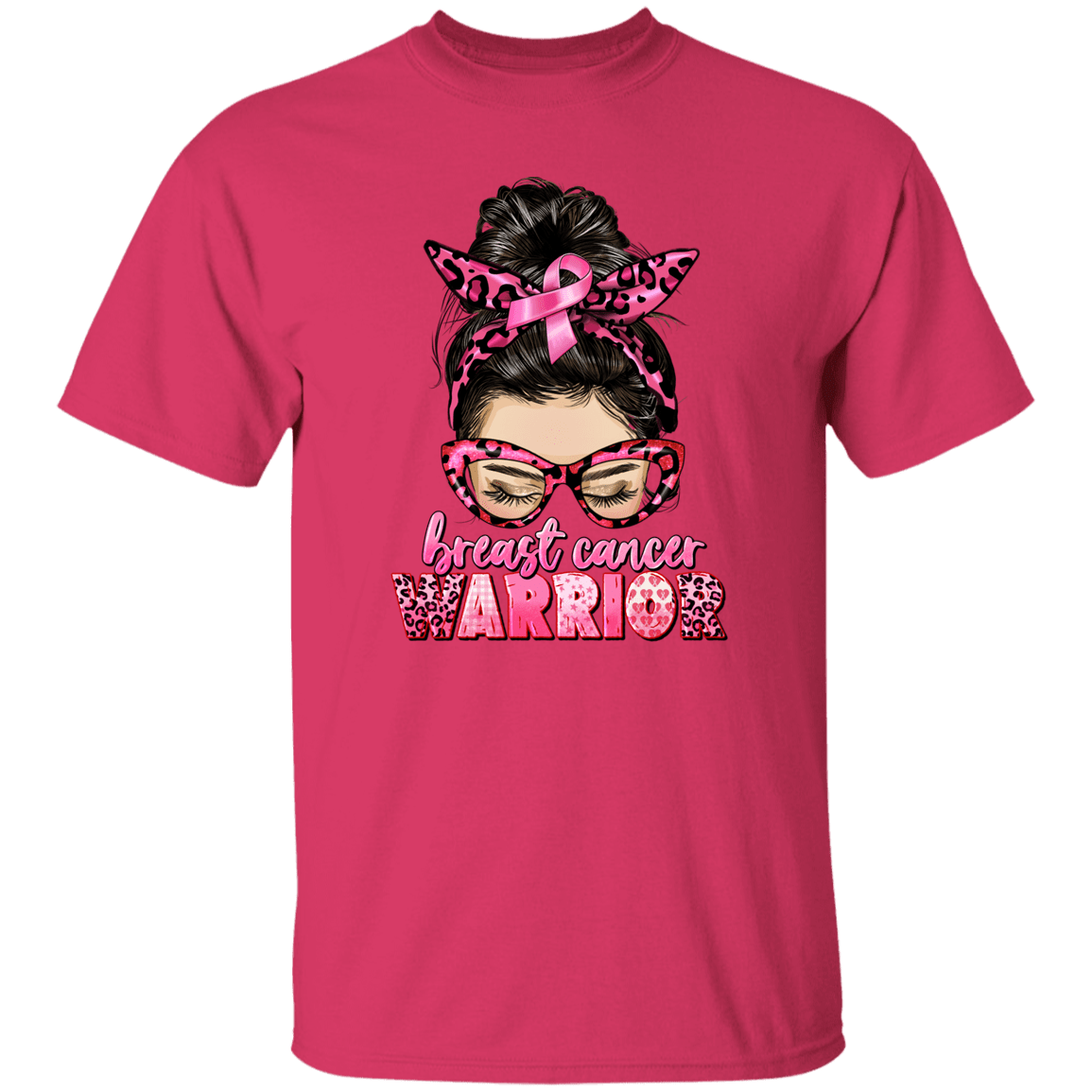 Breast Cancer Warrior- Messy Bun T Shirt