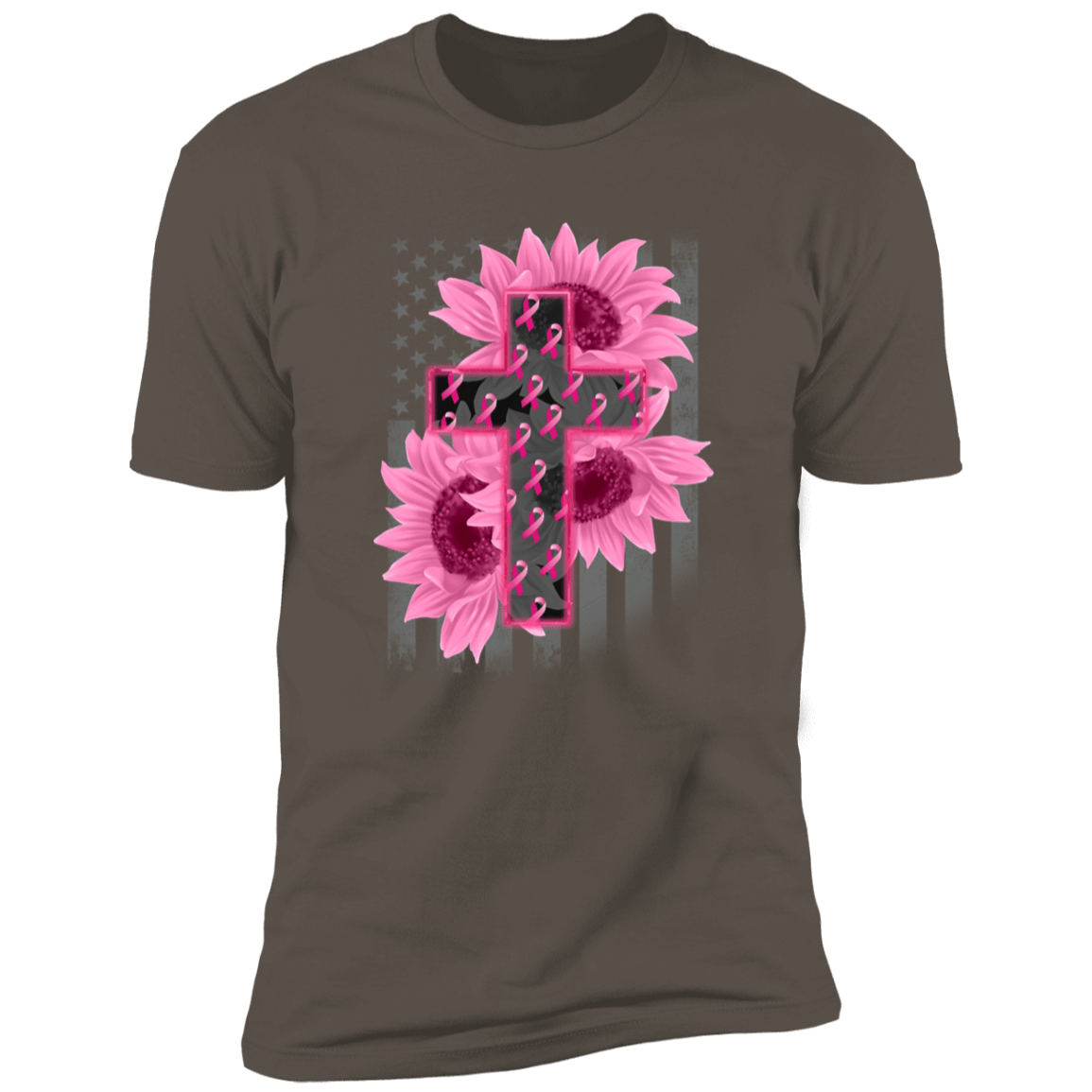 Breast Cancer Awareness Flower Cross T Shirt
