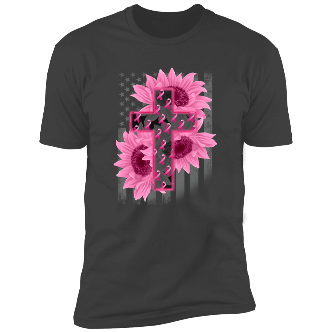 Breast Cancer Awareness Flower Cross T Shirt
