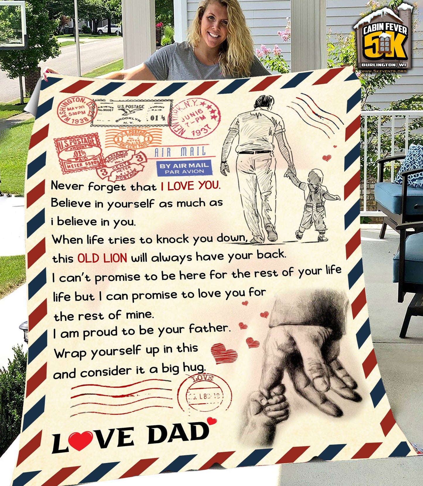 This Old Lion Blanket From Dad - Air Mail Blanket 50x60