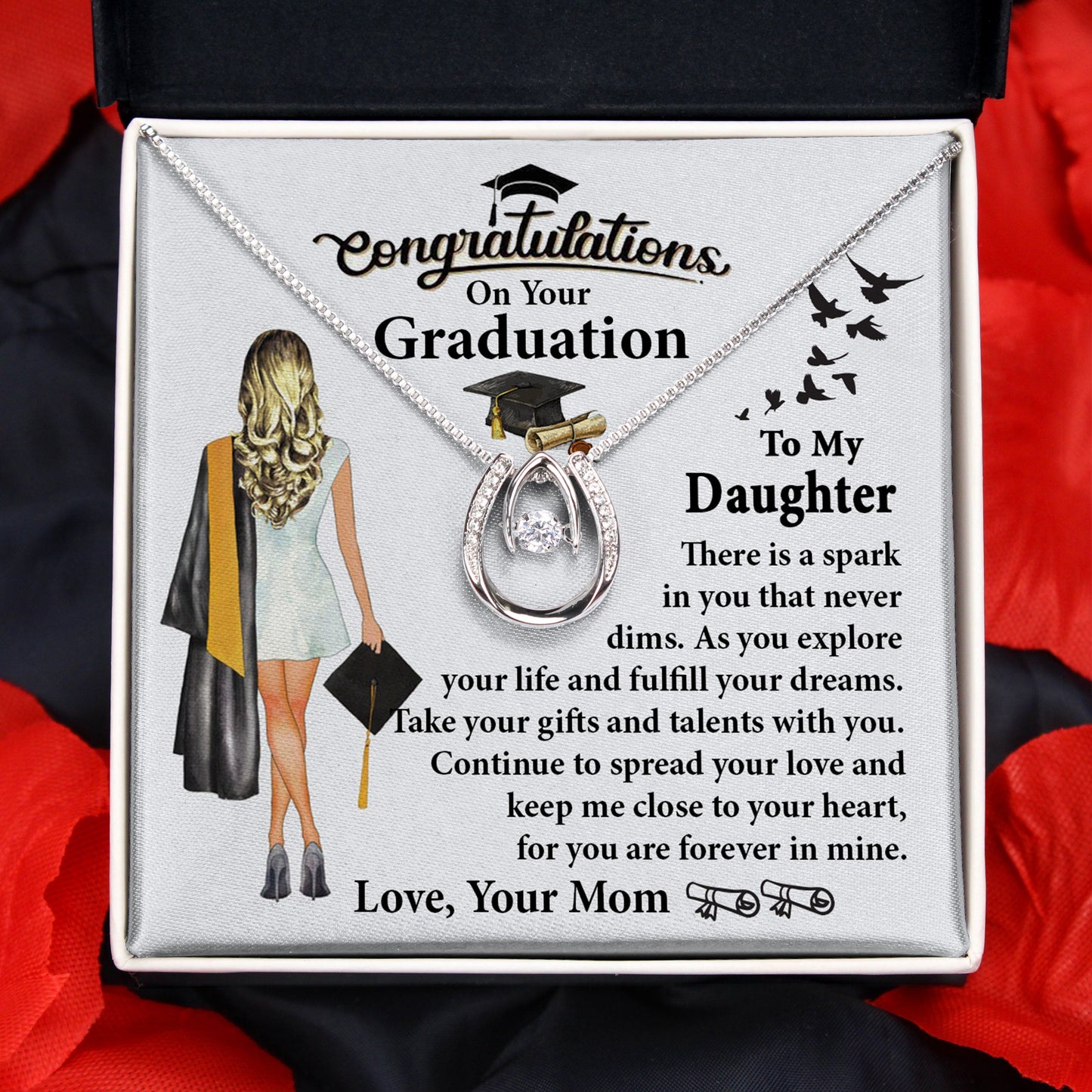 To My Daughter Love Mom Alluring Beauty Necklace