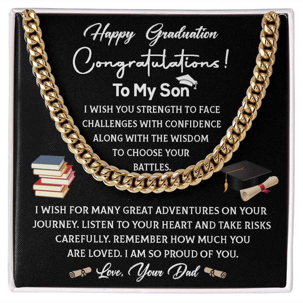 To My Son on Graduation Cuban Link Necklace