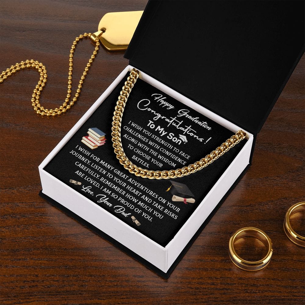 To My Son on Graduation Cuban Link Necklace