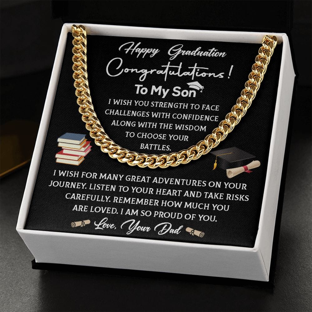 To My Son on Graduation Cuban Link Necklace