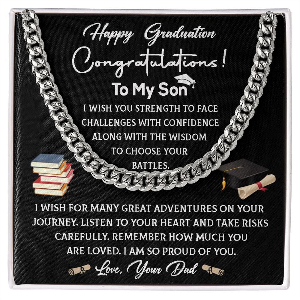 To My Son on Graduation Cuban Link Necklace
