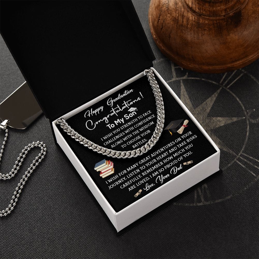 To My Son on Graduation Cuban Link Necklace