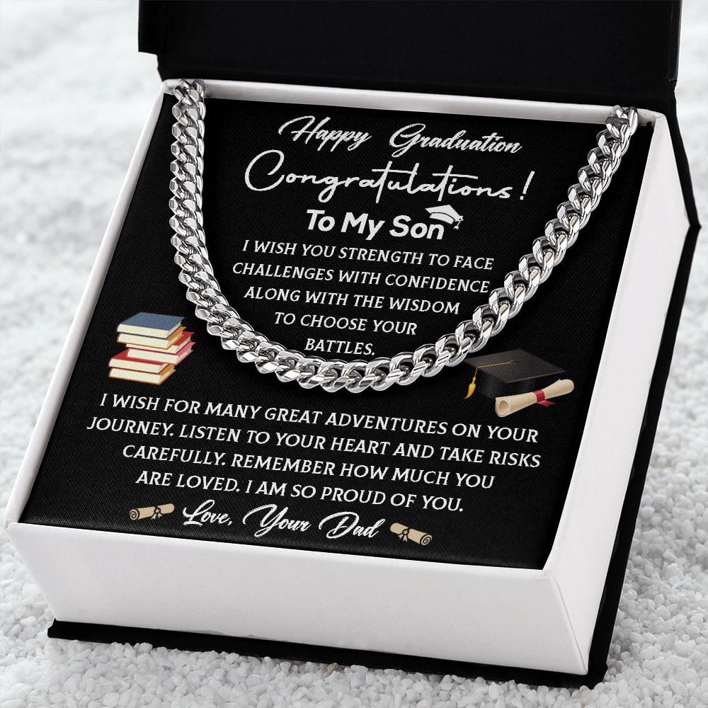To My Son on Graduation Cuban Link Necklace