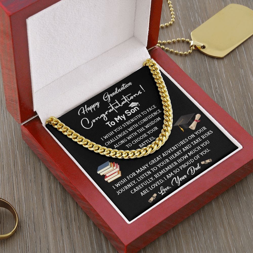 To My Son on Graduation Cuban Link Necklace
