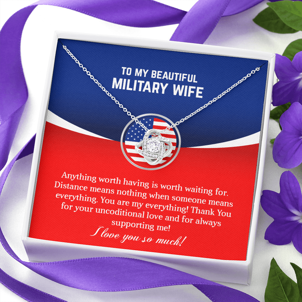 To My Beautiful Military Wife | Love Knot Necklace