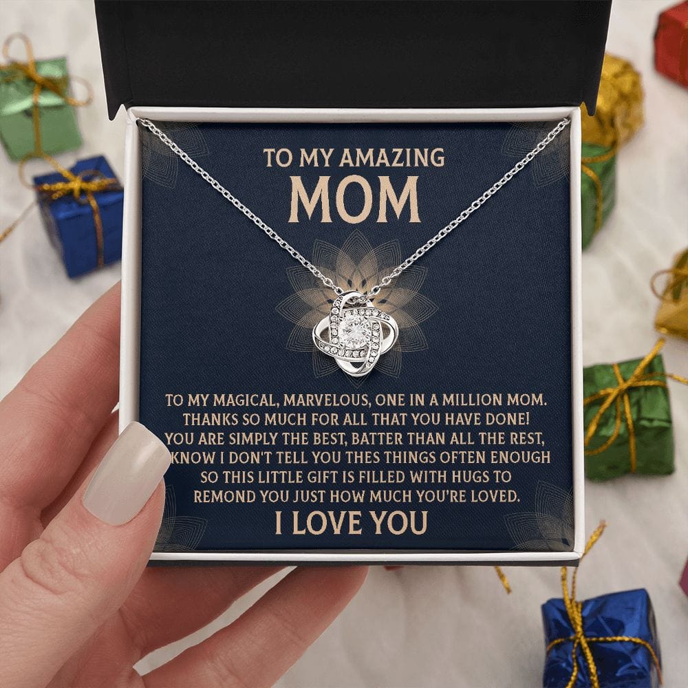 To My Amazing Mom Love Knot Necklace