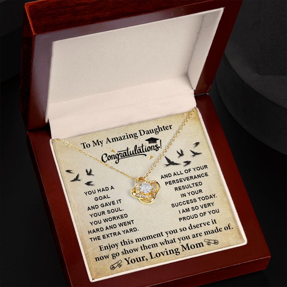 To My Amazing Daughter Graduation Love Knot Necklace
