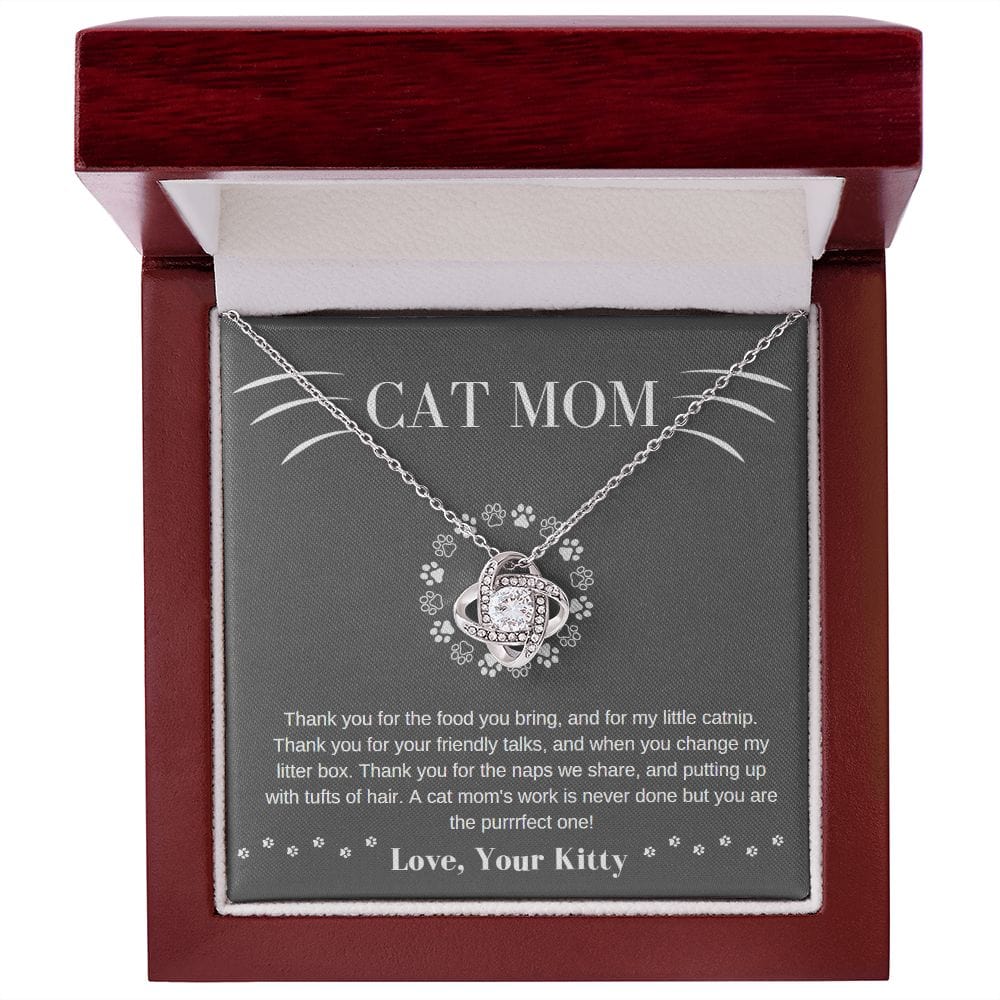 Cat Mom Love Knot Necklace