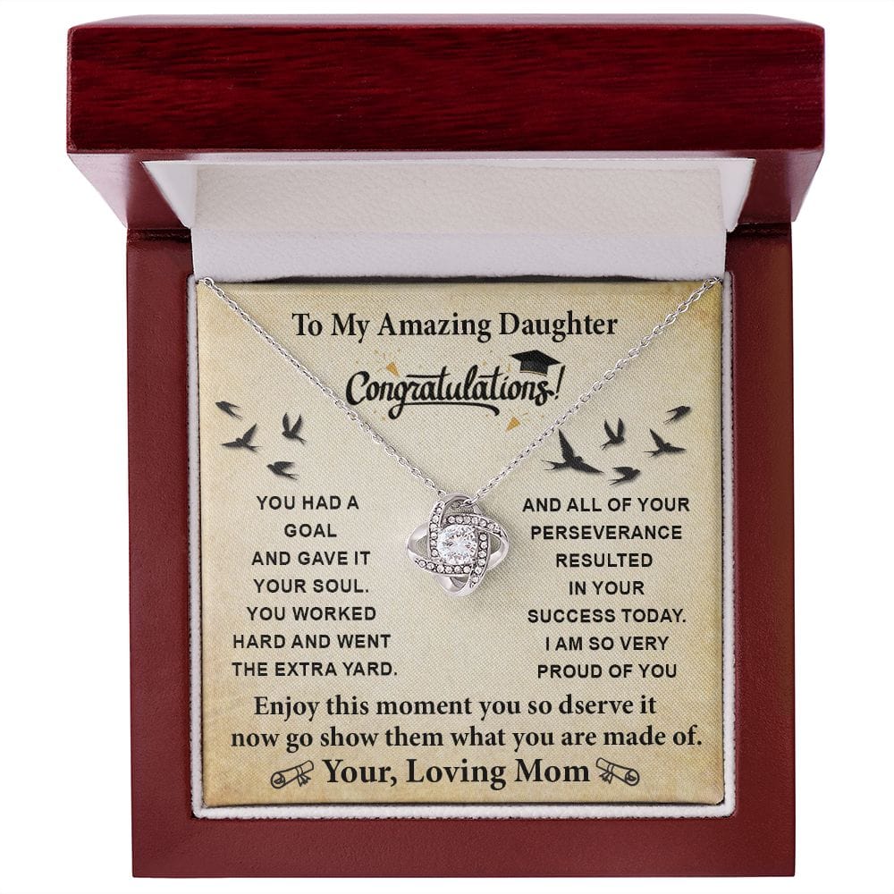 To My Amazing Daughter Graduation Love Knot Necklace