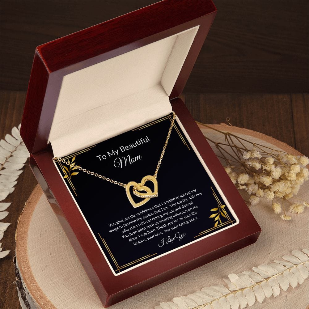 To My Beautiful Mom | Interlocking Hearts Necklace