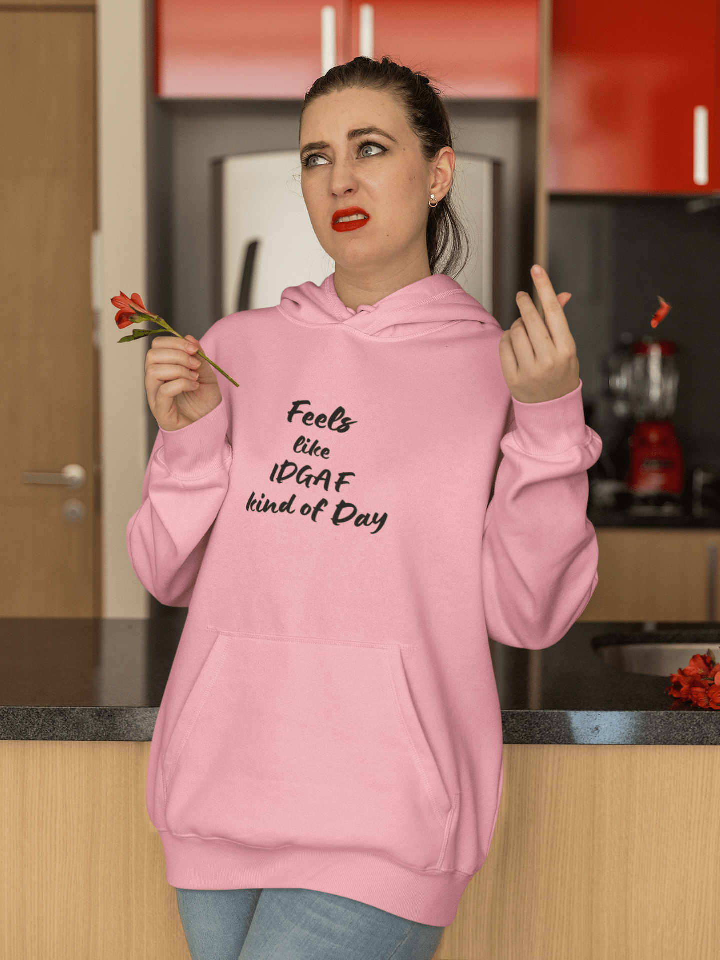 Feels like IDGAF - Hoodie Sweatshirt - Black lettering